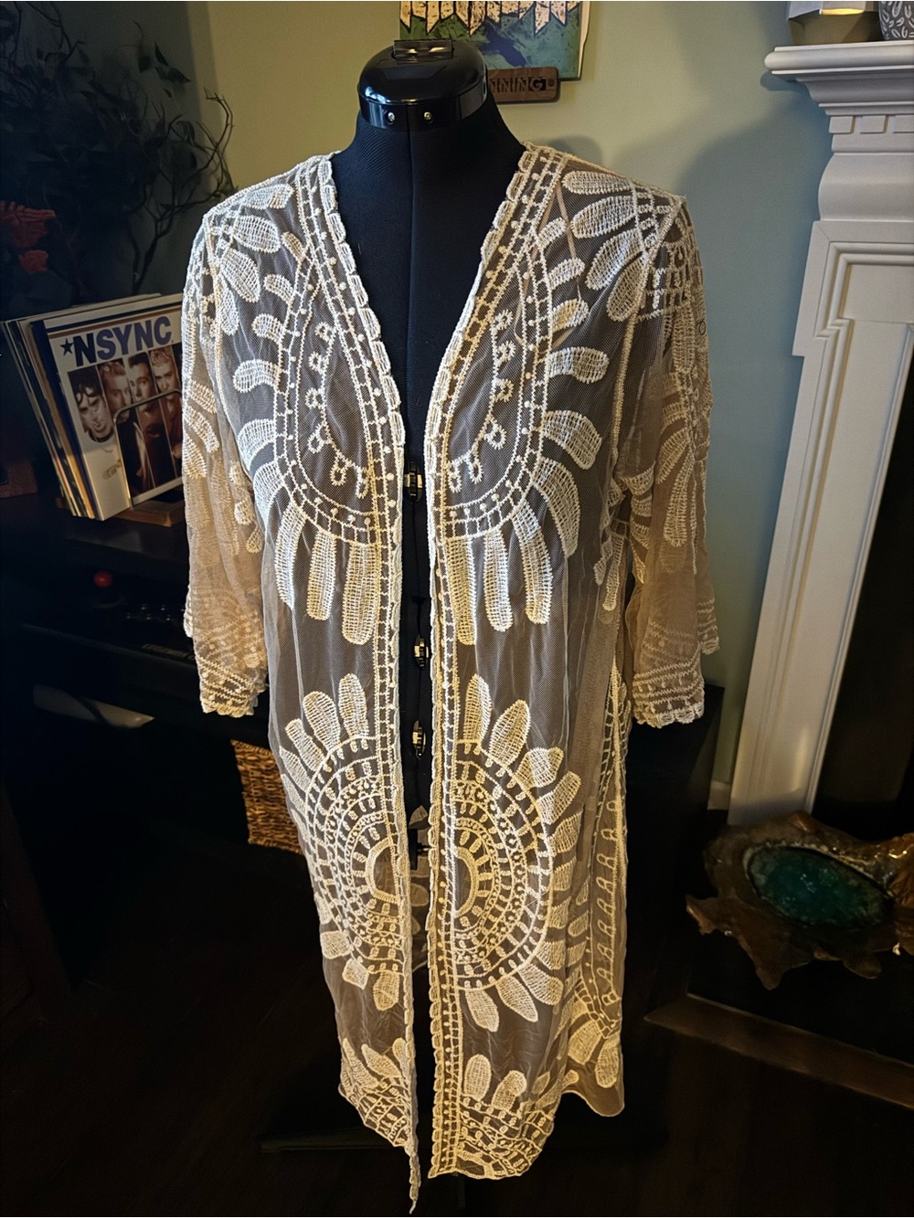 Rebellion White Sheer Embroidered Duster